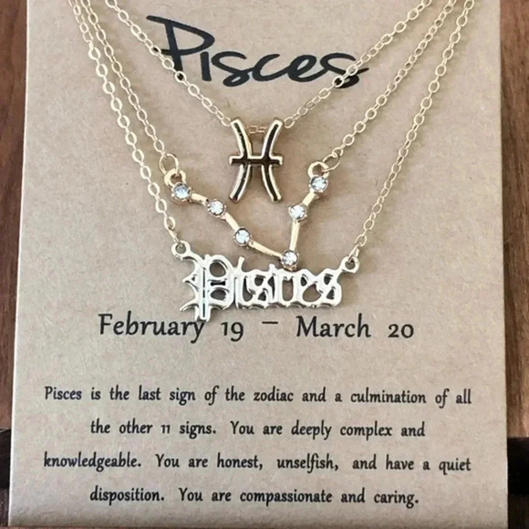 Mama Bling Jewelry - Pisces Horoscope 3 Rose Gold Tone Stone Faux Zodiac Astrology Necklace New